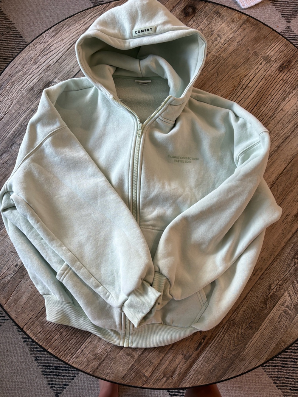 CMFRT Pastel Light Mint Zip-Up Hoodie